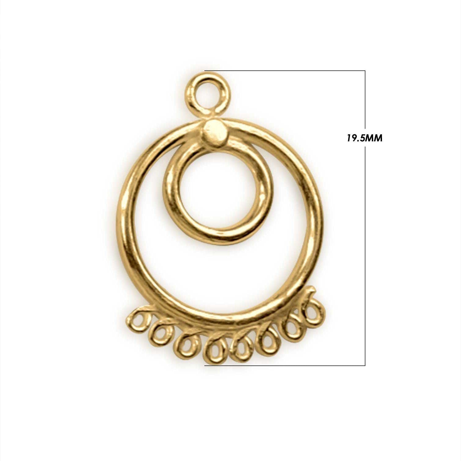 18K Gold Overlay Circular Multi-Loop Earwire Connector With Polished High-Gloss Finish