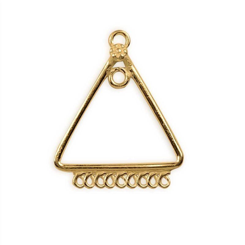 18K Gold Overlay Triangle Multi-Loop Earwire Connector With High-Gloss Polished Finish