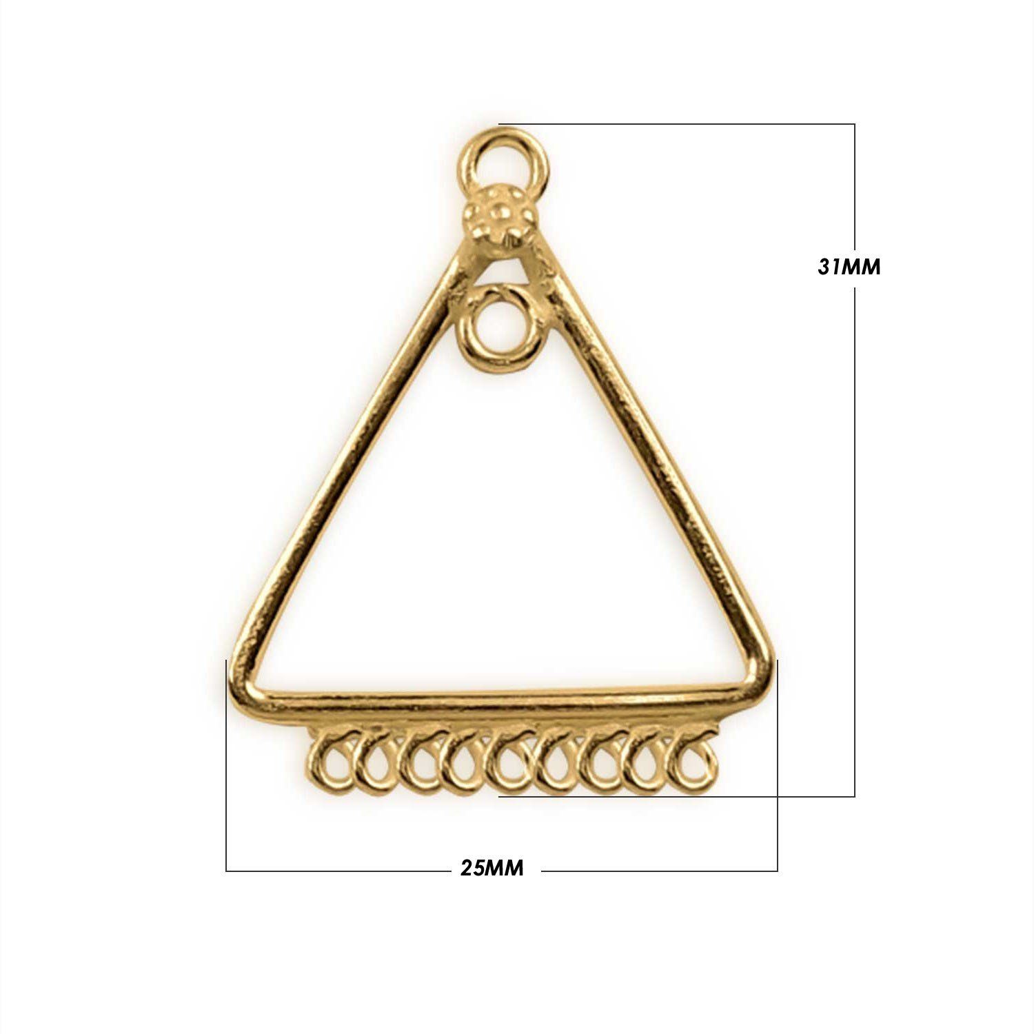18K Gold Overlay Triangle Multi-Loop Earwire Connector With High-Gloss Polished Finish
