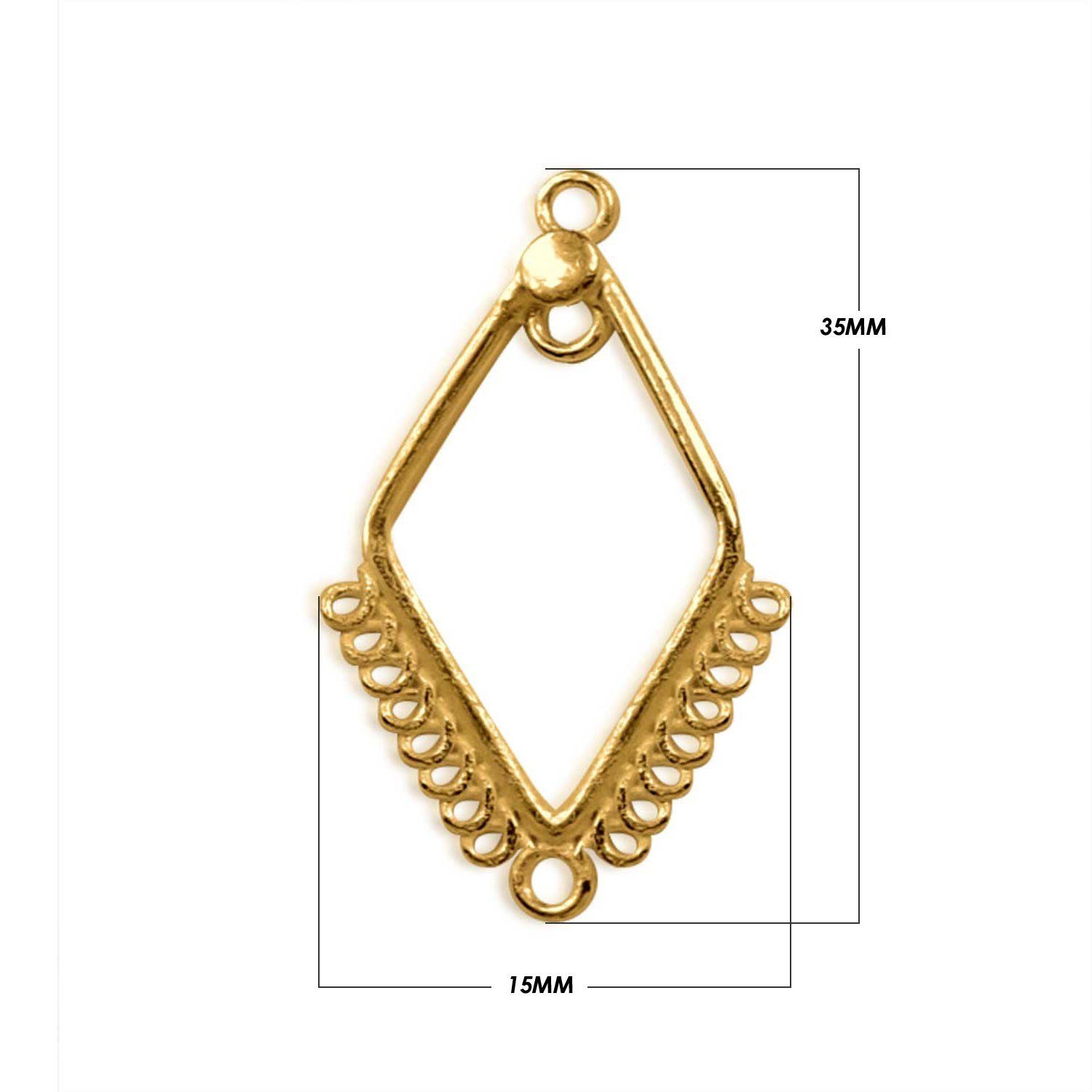 18K Gold Overlay Earwire Component Handcrafted In India With Polished High Gloss Finish