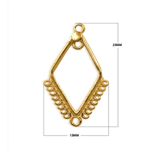 18K Gold Overlay Earwire Component Handcrafted In India With Polished High Gloss Finish