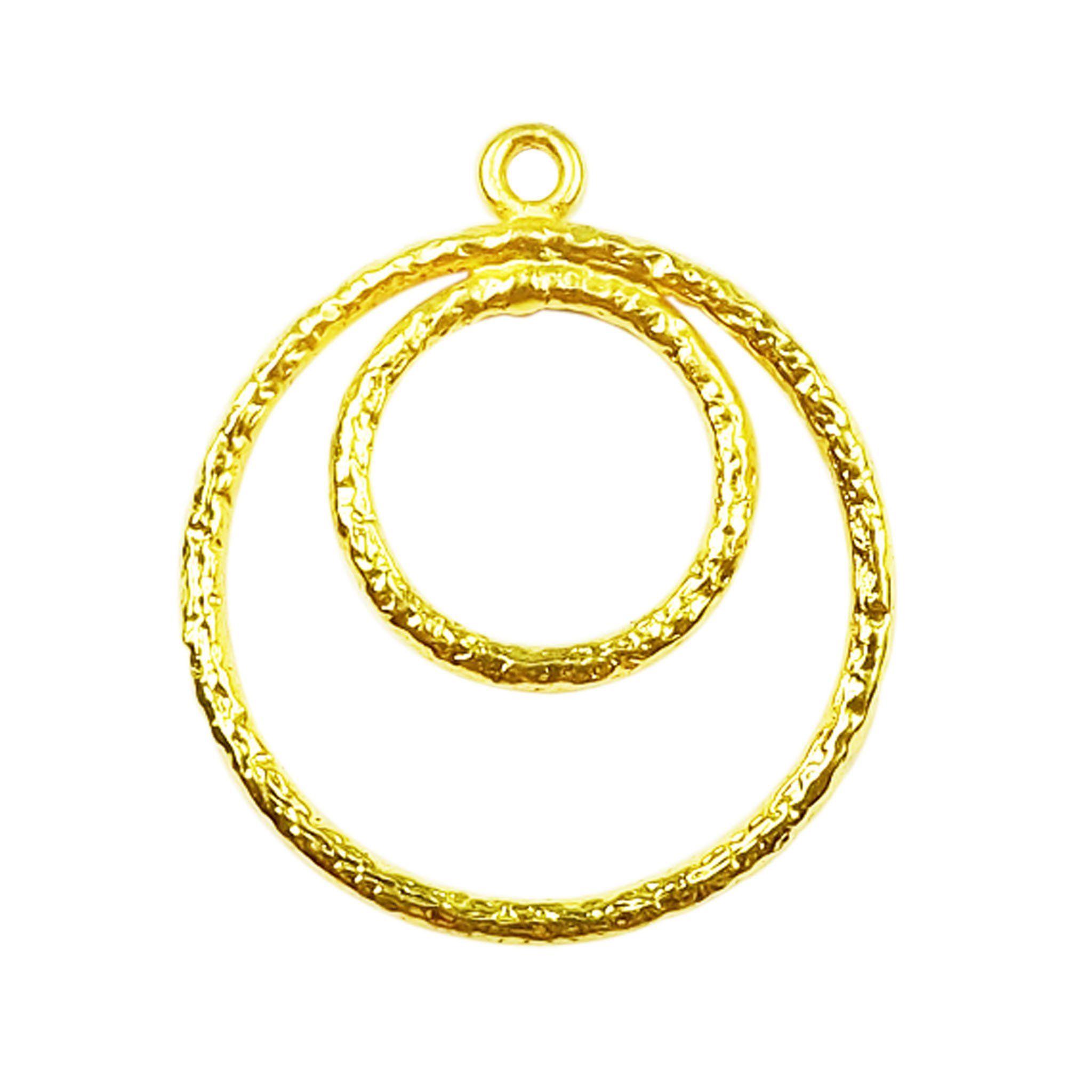 18K Gold Overlay Double Circle Earwire Component Handcrafted In India With Mirror Polished Finish