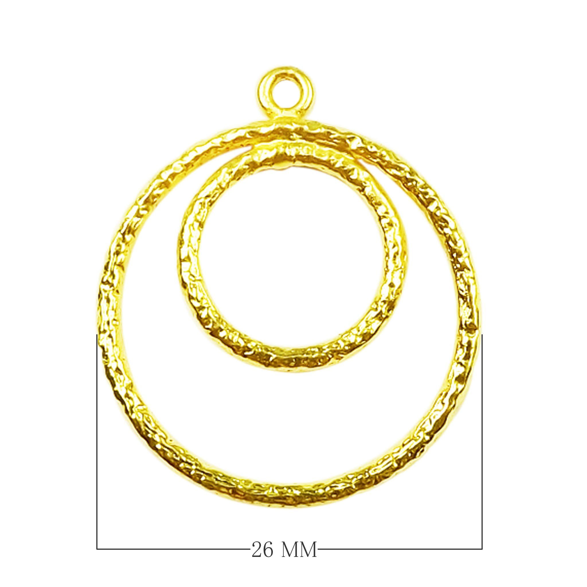 18K Gold Overlay Double Circle Earwire Component Handcrafted In India With Mirror Polished Finish