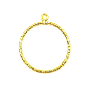 18K Gold Overlay Textured Round Hoop Earwire Component Handcrafted In India With High Gloss Finish