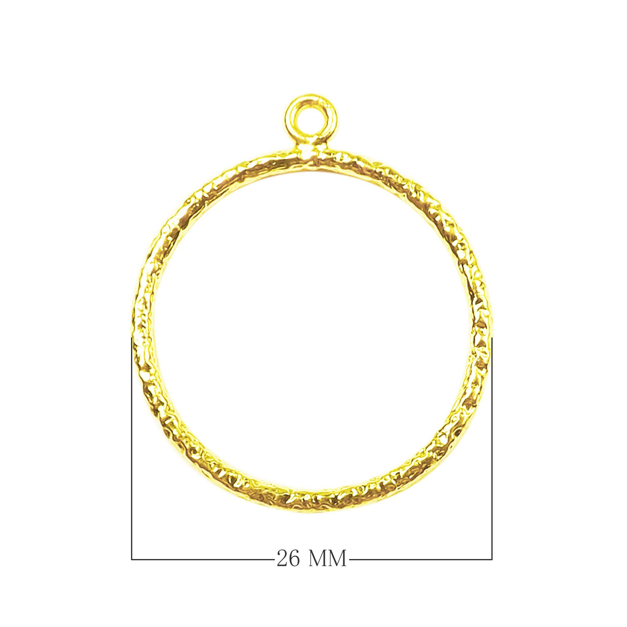 18K Gold Overlay Textured Round Hoop Earwire Component Handcrafted In India With High Gloss Finish