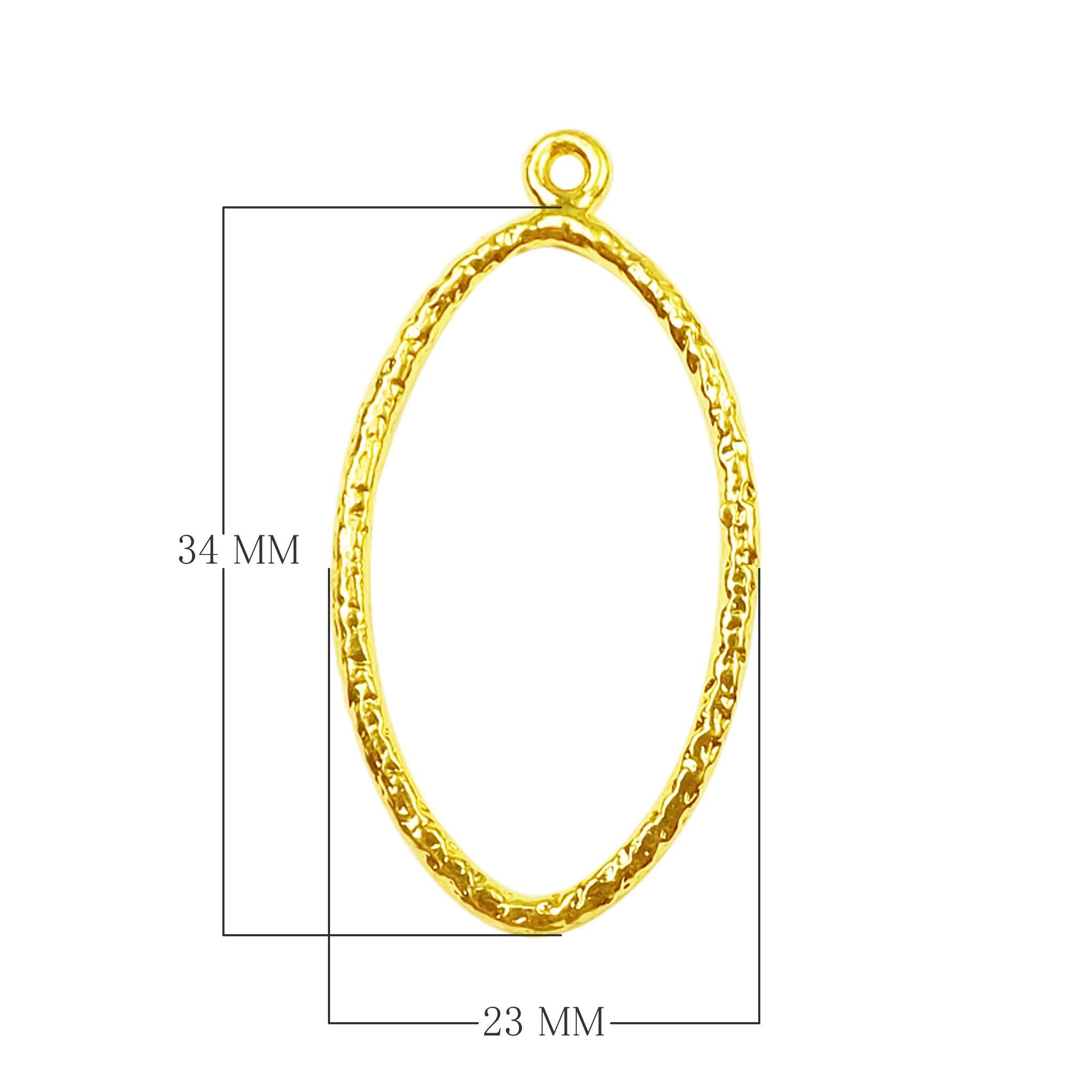 18K Gold Overlay Textured Oval Earwire Component Handcrafted In India With High Gloss Finish