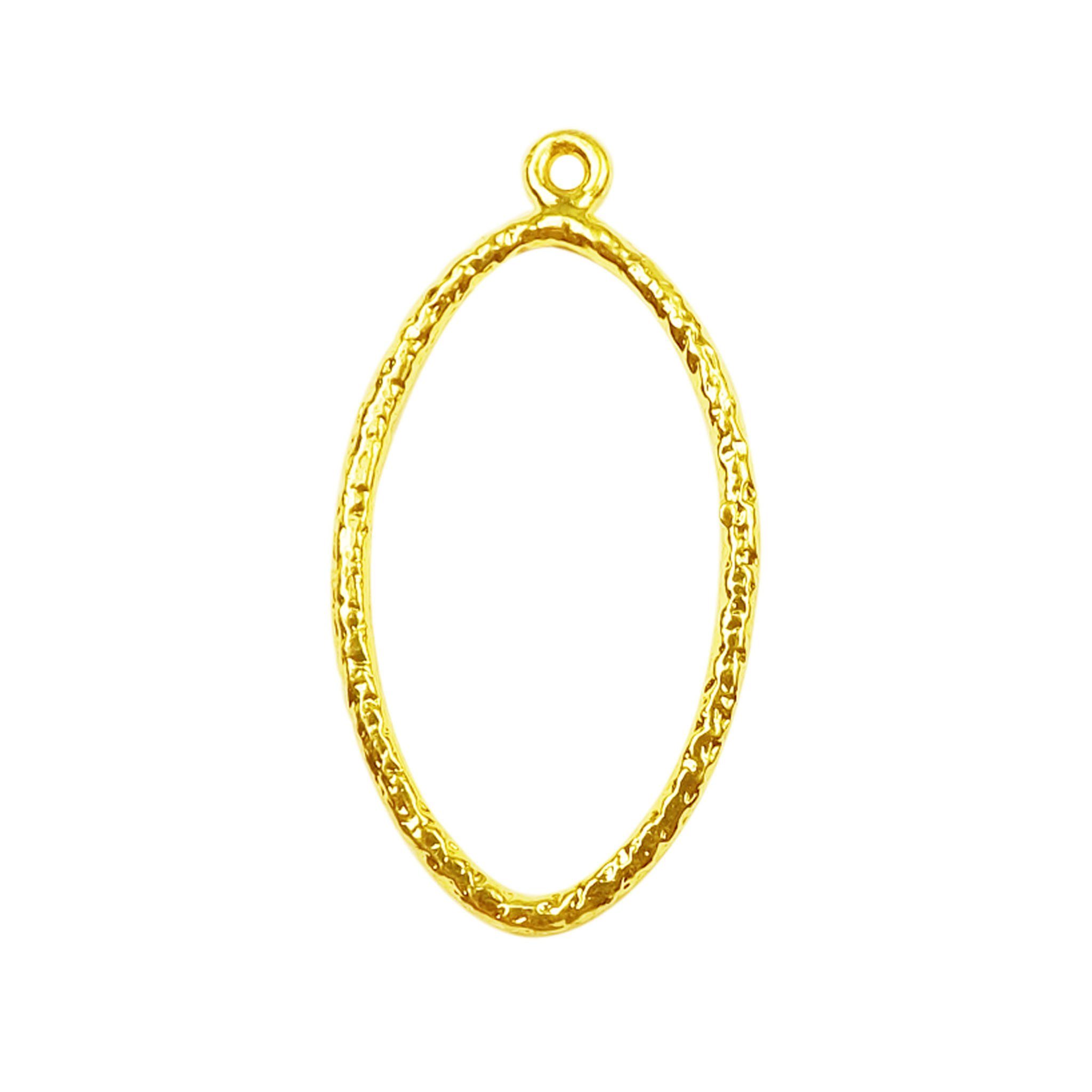 18K Gold Overlay Textured Oval Earwire Component Handcrafted In India With High Gloss Finish