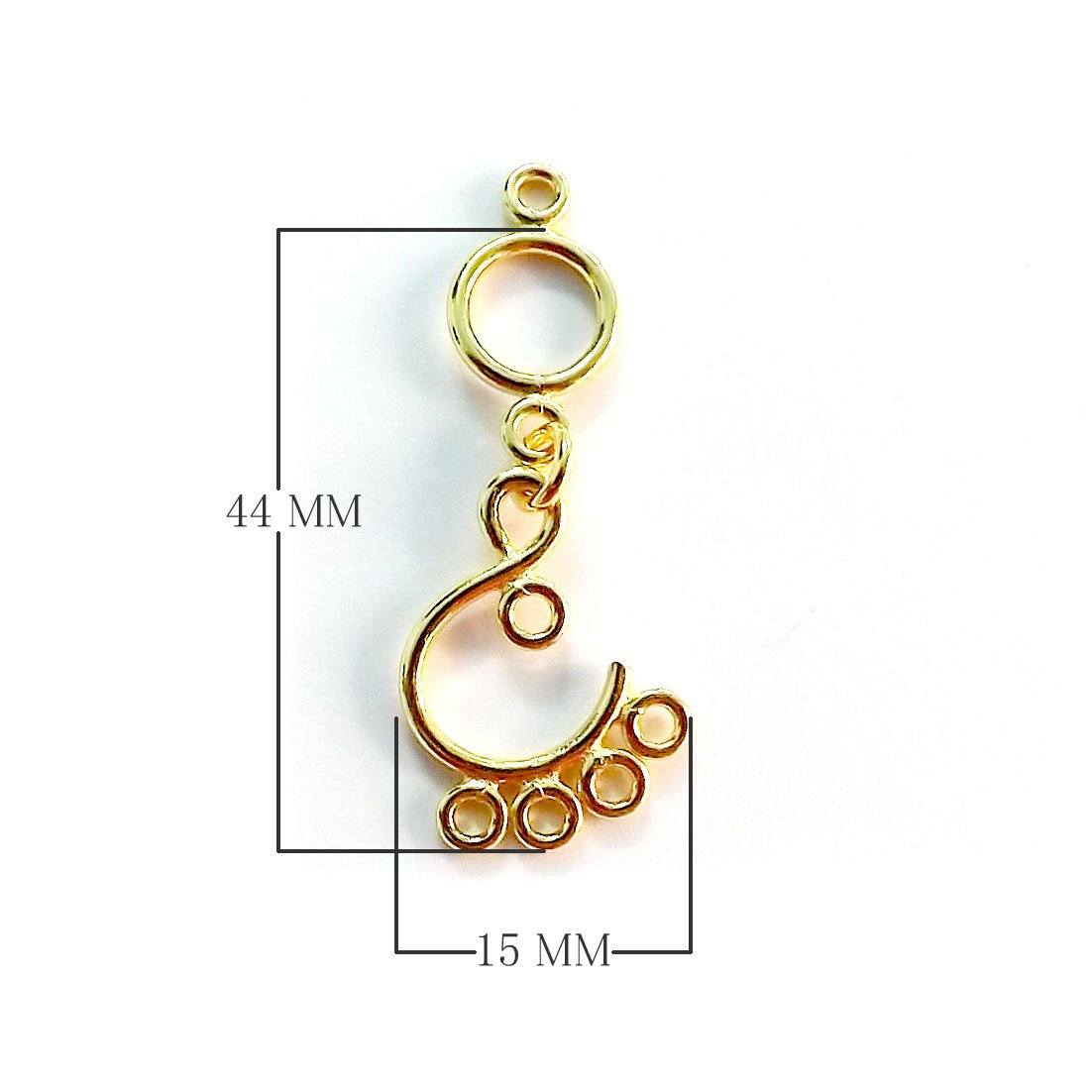 18K Gold Overlay Multi Link Earwire Connector Component Handcrafted In India With Mirror Polished Finish