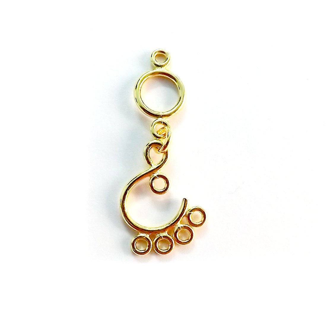 18K Gold Overlay Multi Link Earwire Connector Component Handcrafted In India With Mirror Polished Finish