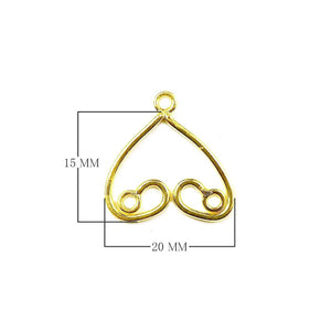 18K Gold Overlay Heart Loop Earwire Connector Component Handcrafted In India With High Gloss Finish
