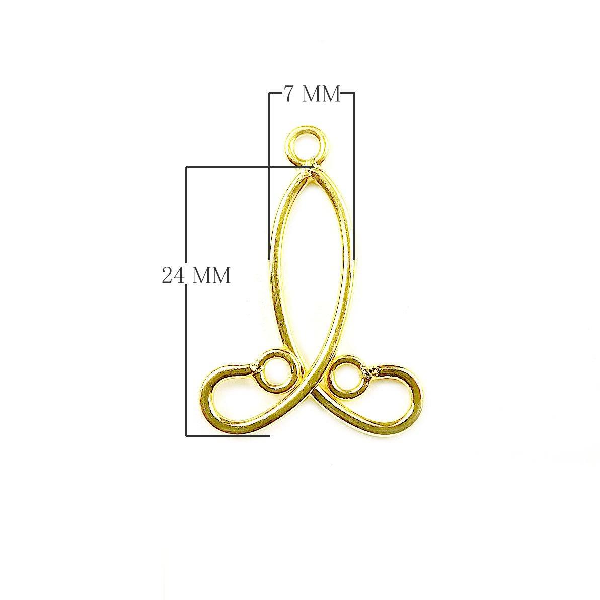 18K Gold Overlay Elongated Dual Loop Earwire Connector Component Handcrafted In India With High Gloss Finish