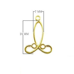 18K Gold Overlay Elongated Dual Loop Earwire Connector Component Handcrafted In India With High Gloss Finish
