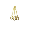 18K Gold Overlay Triple Drop Earwire Connector Component Handcrafted In India With High Gloss Finish