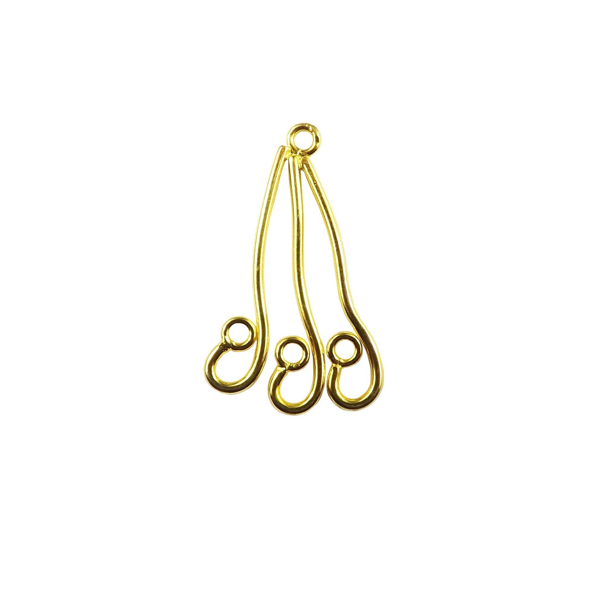 18K Gold Overlay Triple Drop Earwire Connector Component Handcrafted In India With High Gloss Finish