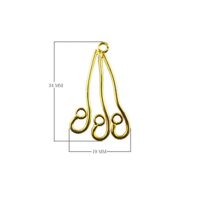 18K Gold Overlay Triple Drop Earwire Connector Component Handcrafted In India With High Gloss Finish