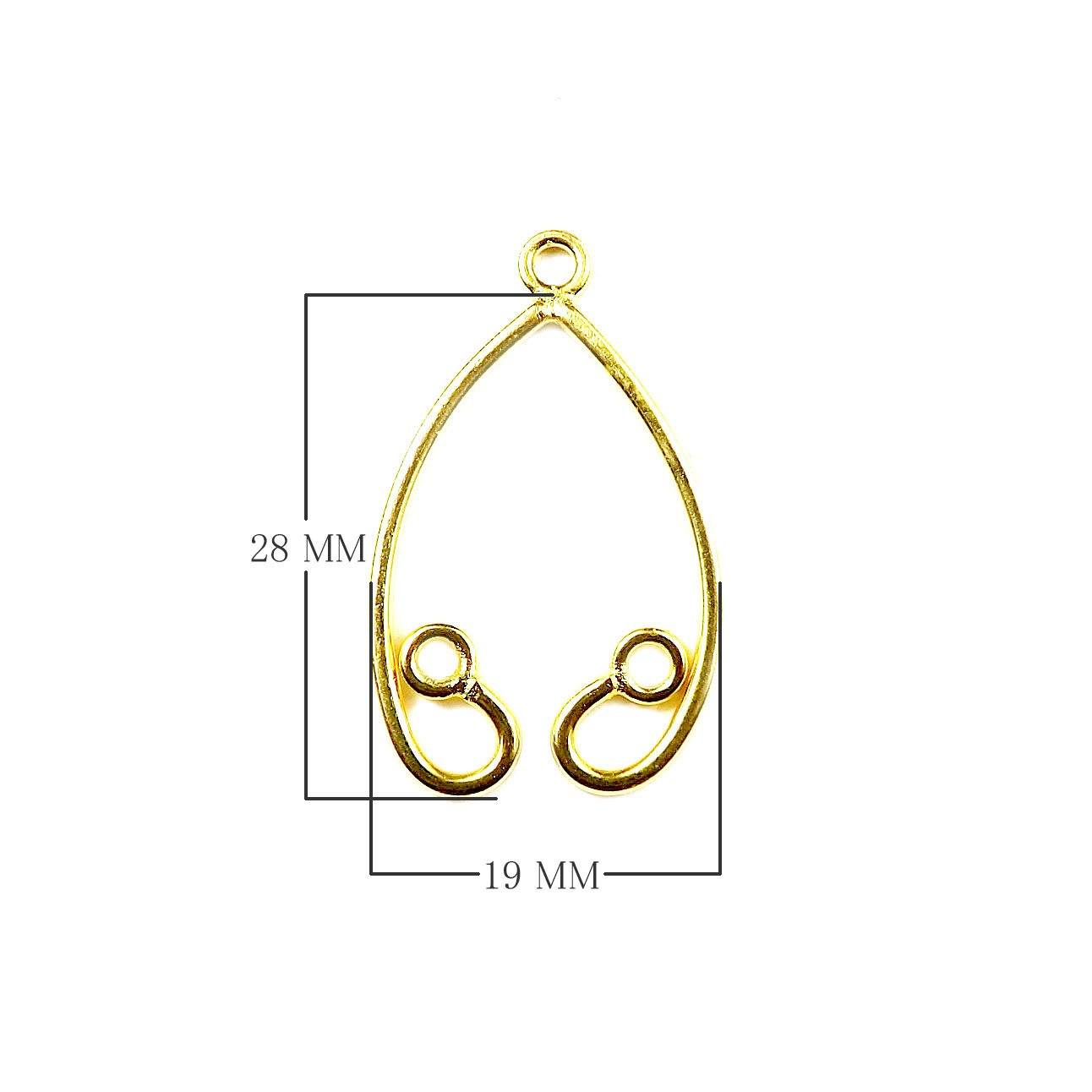 18K Gold Overlay Teardrop Dual Loop Earwire Connector Component Handcrafted In India With Mirror Polished Finish