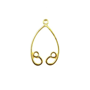 18K Gold Overlay Teardrop Dual Loop Earwire Connector Component Handcrafted In India With Mirror Polished Finish