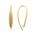 18K Gold Overlay Hammered Long Hook Earwire Component Handcrafted In India With Polished Golden Finish
