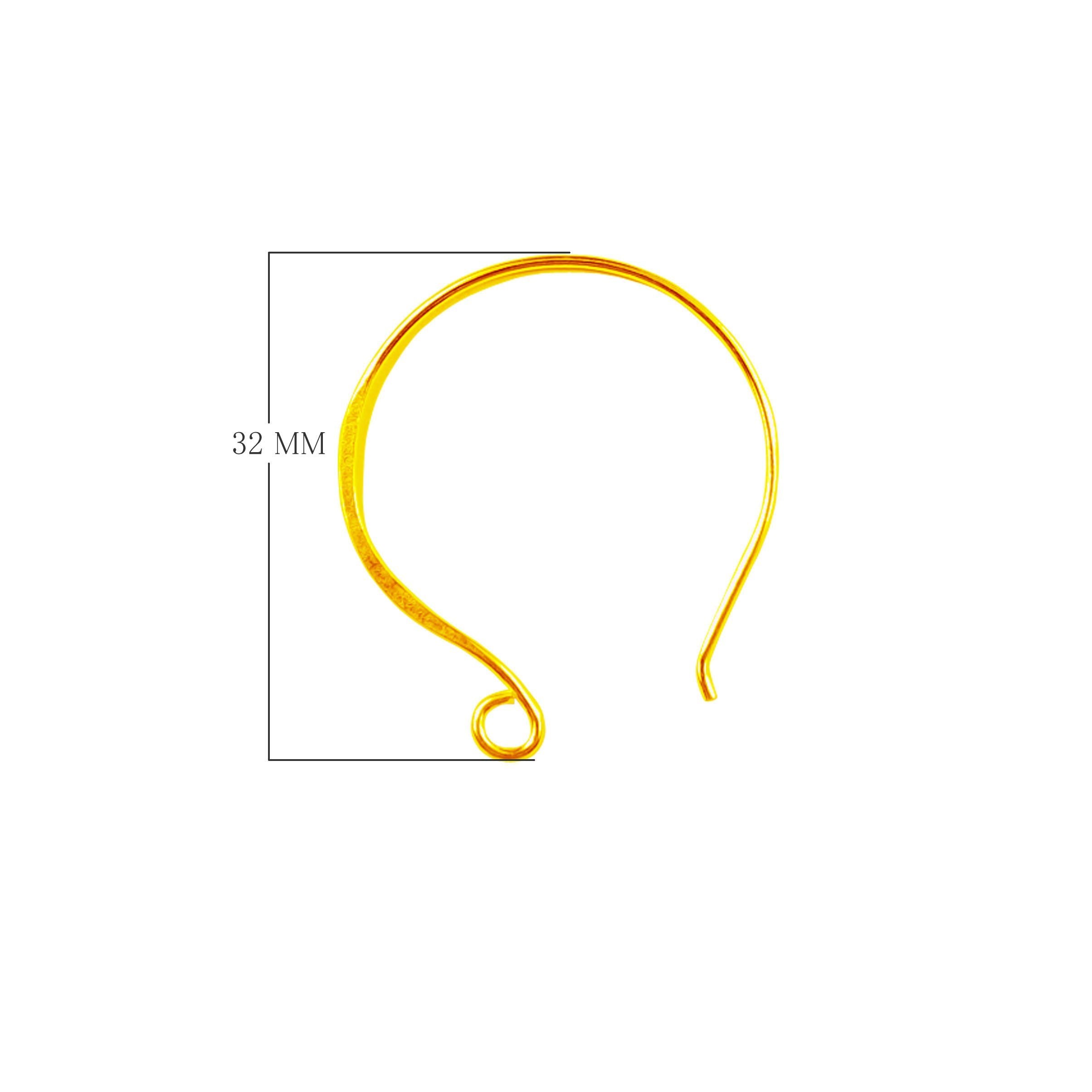 18K Gold Overlay Round Loop Earwire Component Handcrafted In India With Mirror Polished Finish