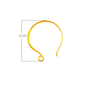 18K Gold Overlay Round Loop Earwire Component Handcrafted In India With Mirror Polished Finish