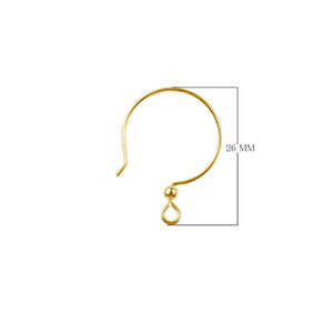 18K Gold Overlay Classic Round Hook Earwire Component Handcrafted In India With High Gloss Finish
