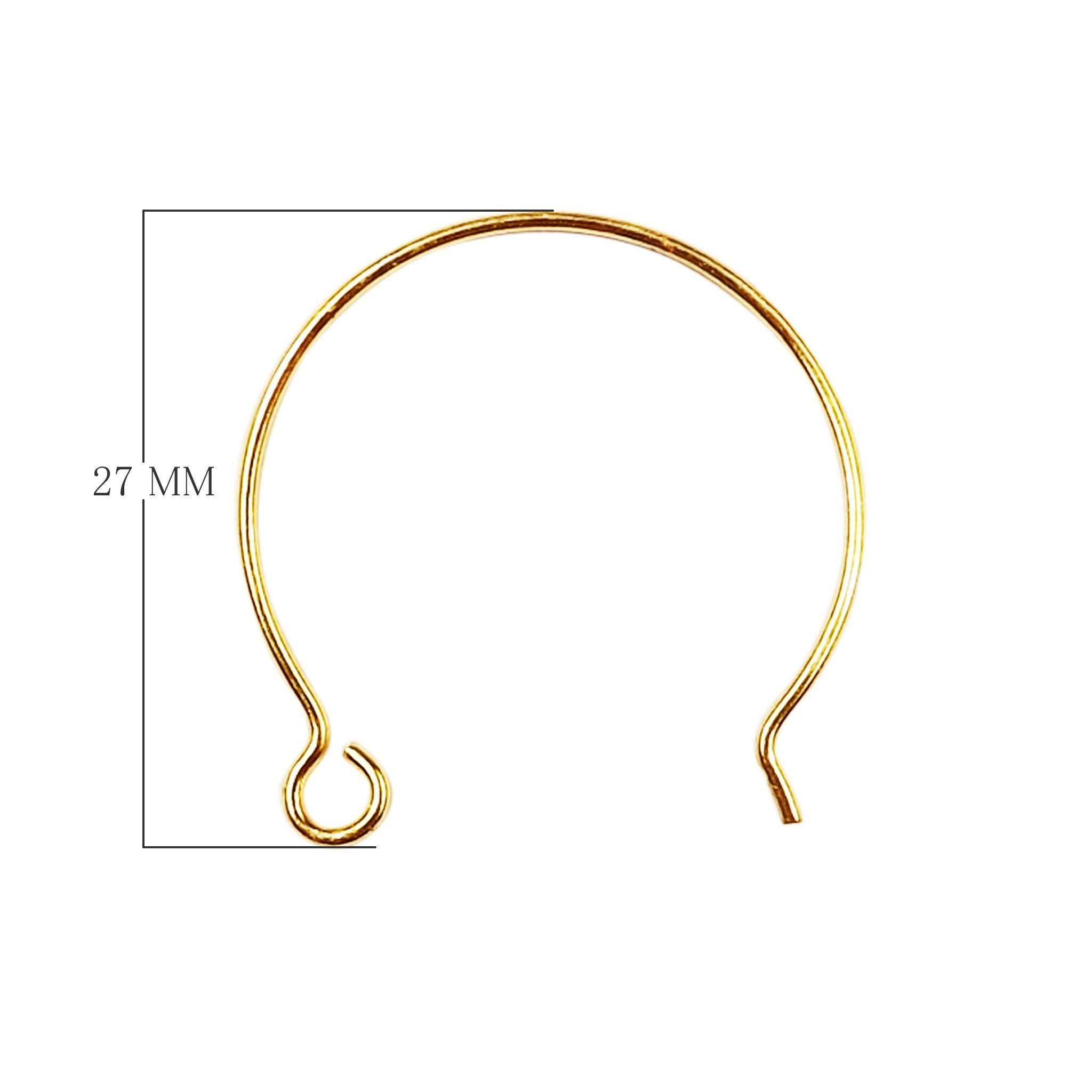 18K Gold Overlay Round Open Hook Earwire Component Handcrafted In India With Mirror Polished Finish