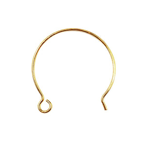 18K Gold Overlay Round Open Hook Earwire Component Handcrafted In India With Mirror Polished Finish