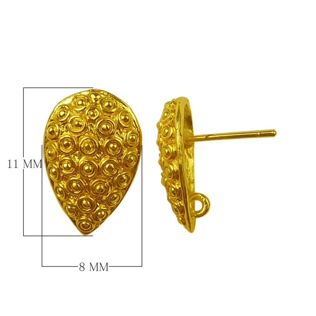 FG-205 18K Gold Overlay Post Clip Earring Finding Beads Bali Designs Inc 