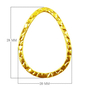 18K Gold Overlay Hammered Teardrop Connector Component Handcrafted In India With Mirror Polish