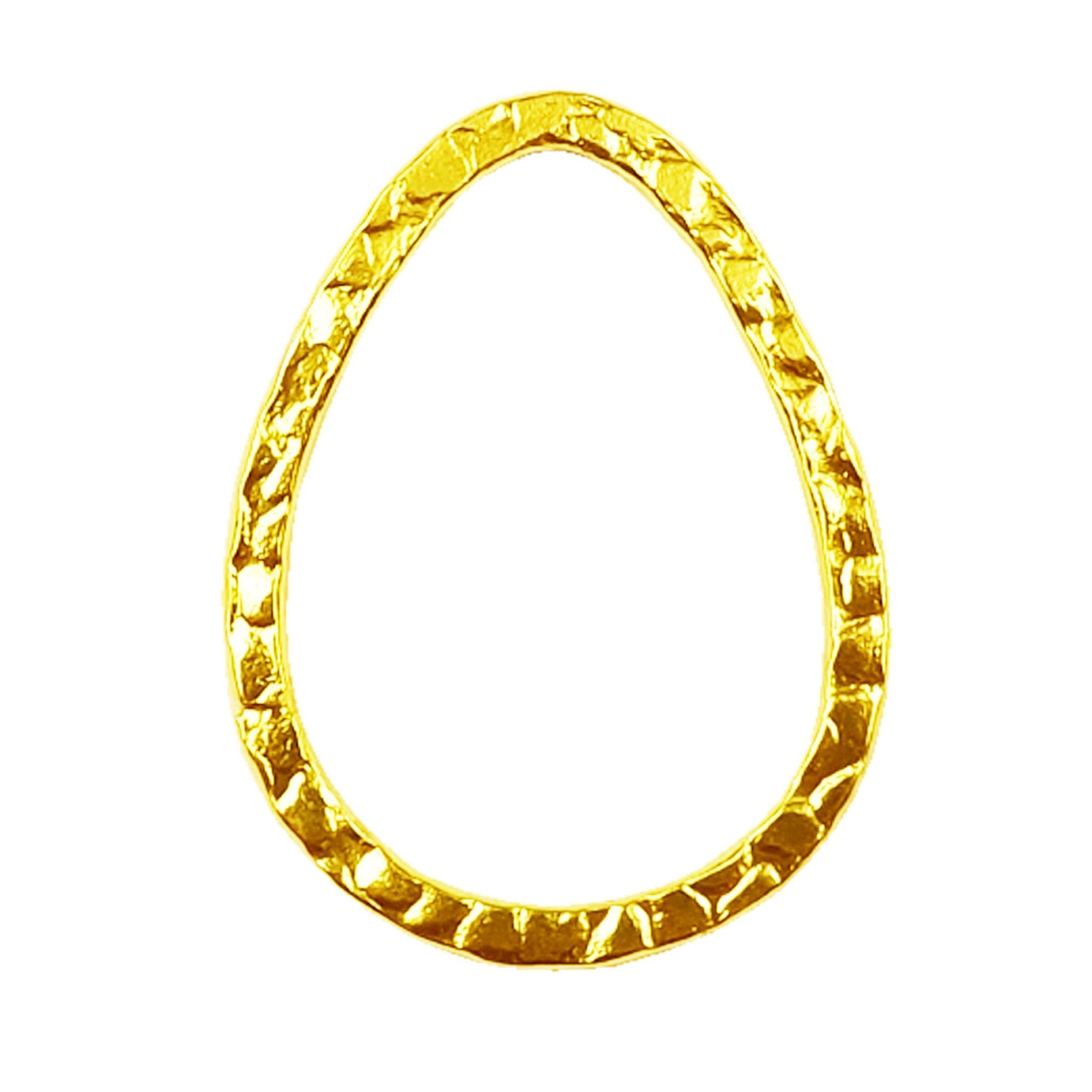 18K Gold Overlay Hammered Teardrop Connector Component Handcrafted In India With Mirror Polish