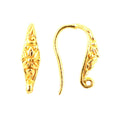 18K Gold Overlay Floral Pattern Earwire Component Handcrafted In India With Polished Golden Finish