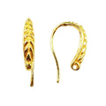 18K Gold Overlay Leaf Pattern Earwire Component Handcrafted In India With Polished Finish