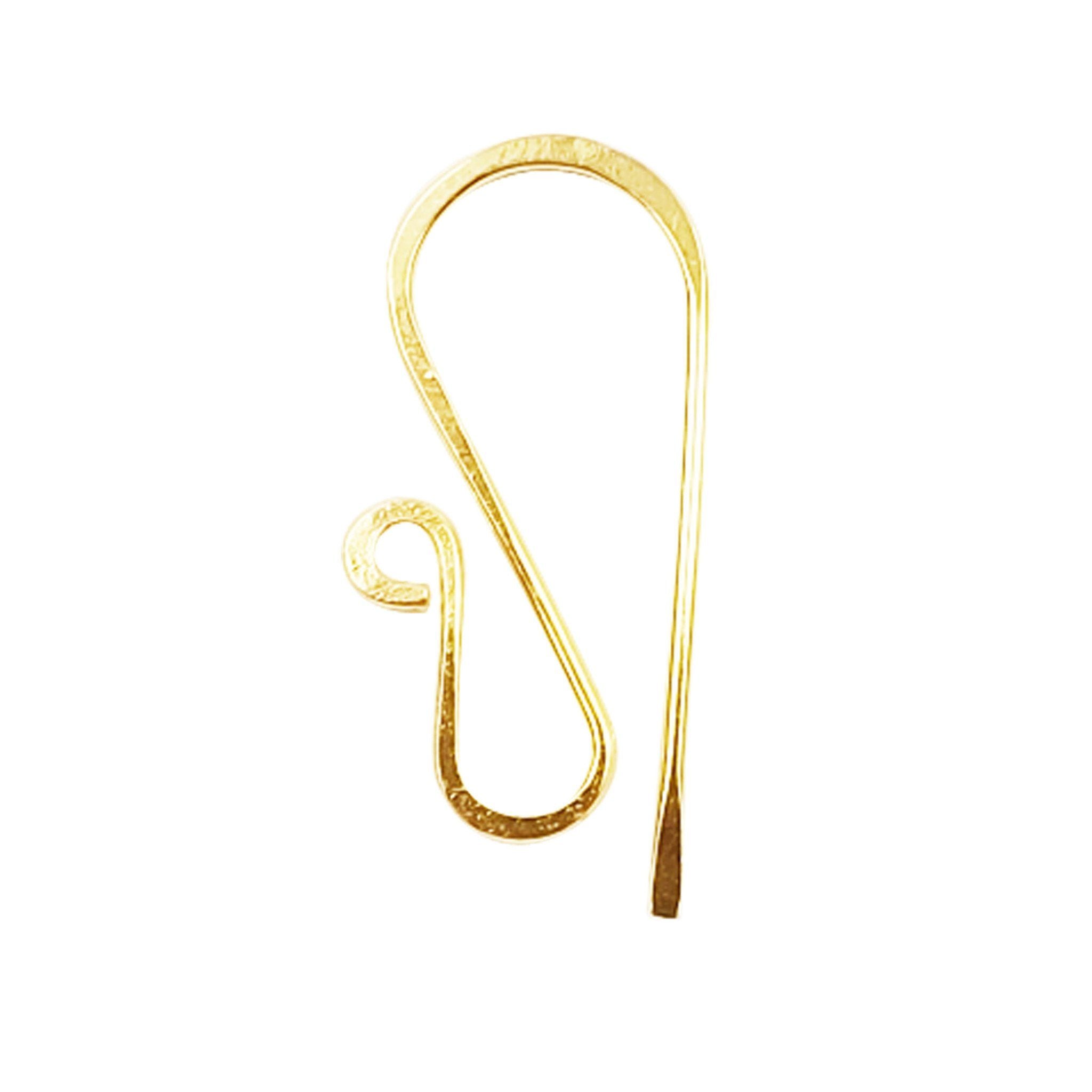 18K Gold Overlay Spiral Hook Earwire Component Handcrafted In India With Hammered Finish