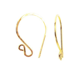 18K Gold Overlay Curved Infinity Earwire Component Handcrafted In India With Polished Golden Finish
