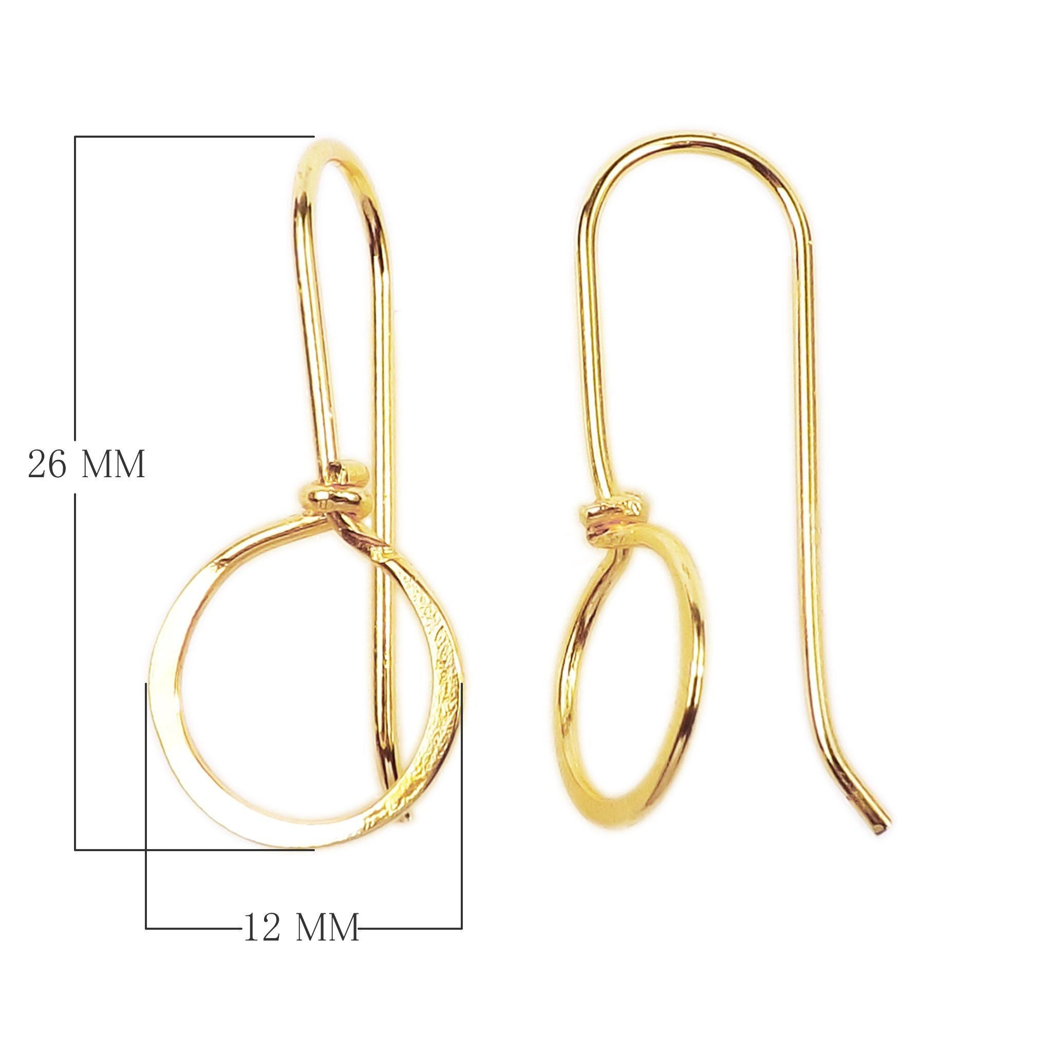 18K Gold Overlay Round Loop Earwire Component Handcrafted In India With Polished Golden Finish