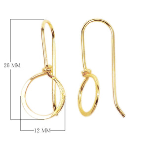 18K Gold Overlay Round Loop Earwire Component Handcrafted In India With Polished Golden Finish