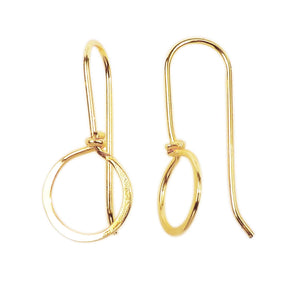 18K Gold Overlay Round Loop Earwire Component Handcrafted In India With Polished Golden Finish
