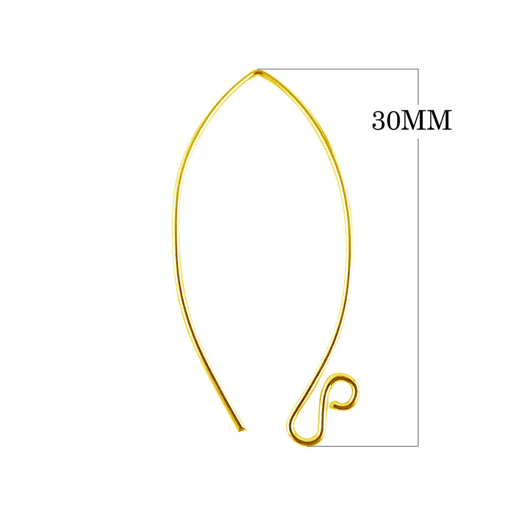 FG-222 18K Gold Overlay 20 Gauge Marquise Shape Elegant Clean Wire Simply The Best Stylish Earwire Beads Bali Designs Inc 