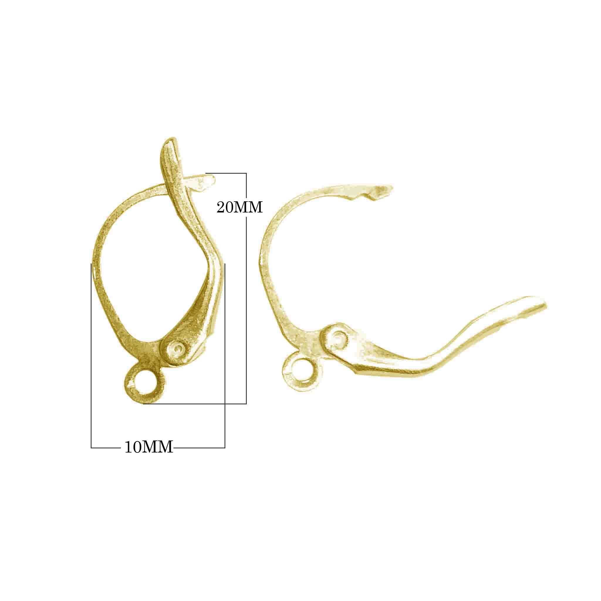 18K Gold Overlay Leverback Earwire Component Handcrafted In India With Smooth Polished Finish