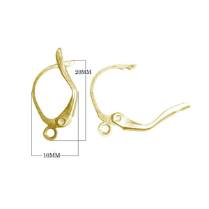 18K Gold Overlay Leverback Earwire Component Handcrafted In India With Smooth Polished Finish