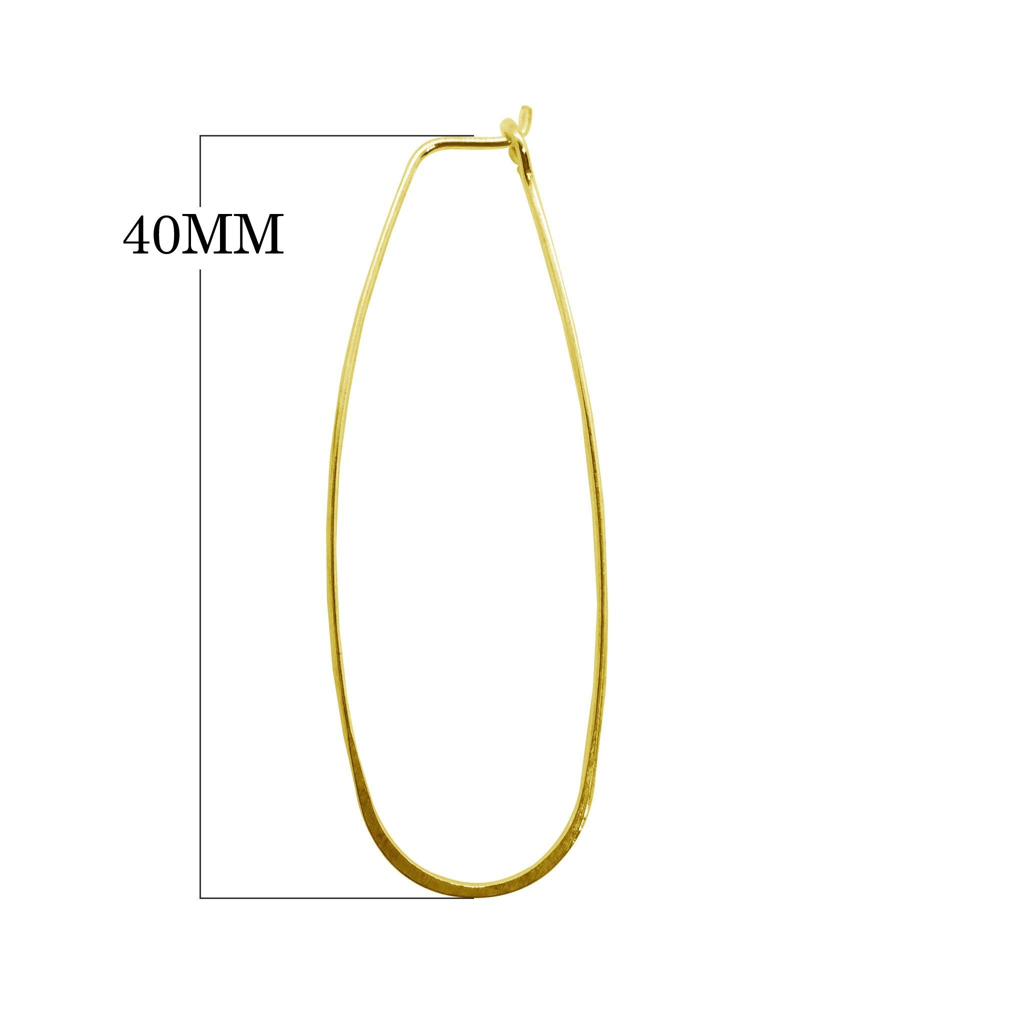 18K Gold Overlay Long Teardrop Hoop Earwire Component Handcrafted In India With Polished Golden Finish
