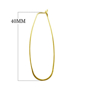 18K Gold Overlay Long Teardrop Hoop Earwire Component Handcrafted In India With Polished Golden Finish