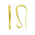18K Gold Overlay Curved Hook Earwire Component Handcrafted In India With Polished Golden Finish
