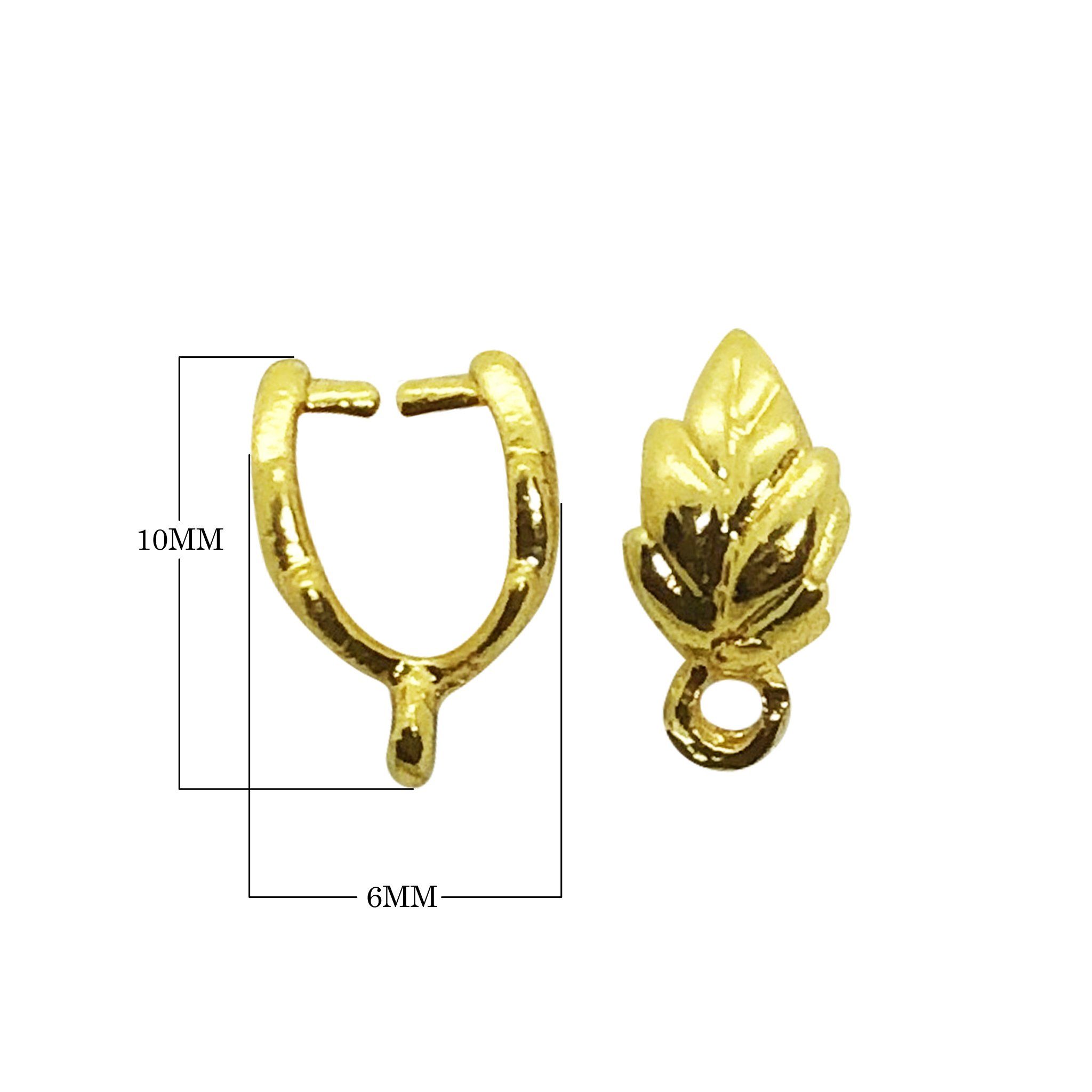 18K Gold Overlay Leaf Bail Component Handcrafted In India With Polished Golden Finish
