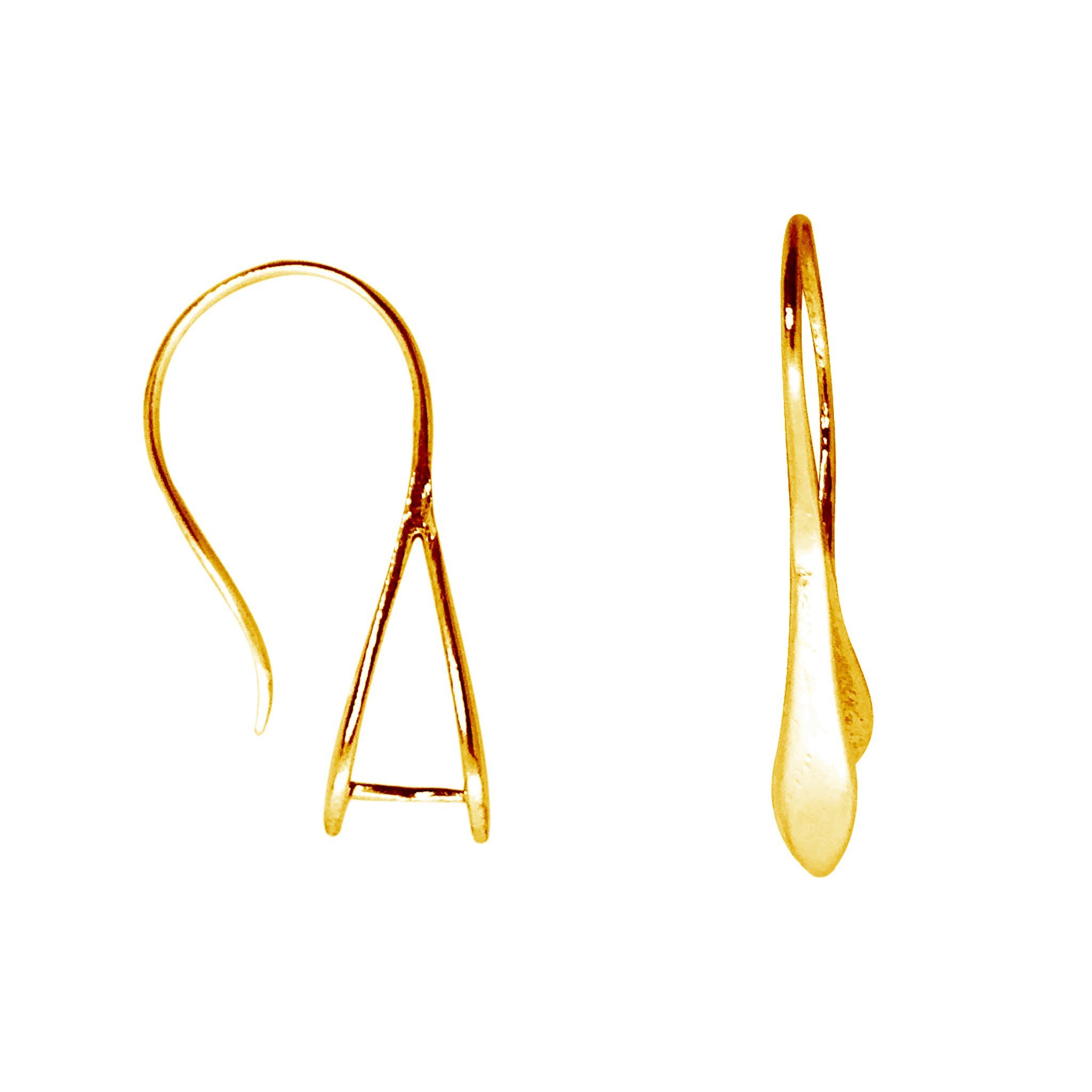 18K Gold Overlay Teardrop Frame Earwire Component Handcrafted In India With Polished Golden Finish
