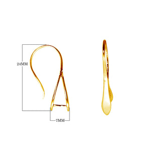 18K Gold Overlay Teardrop Frame Earwire Component Handcrafted In India With Polished Golden Finish