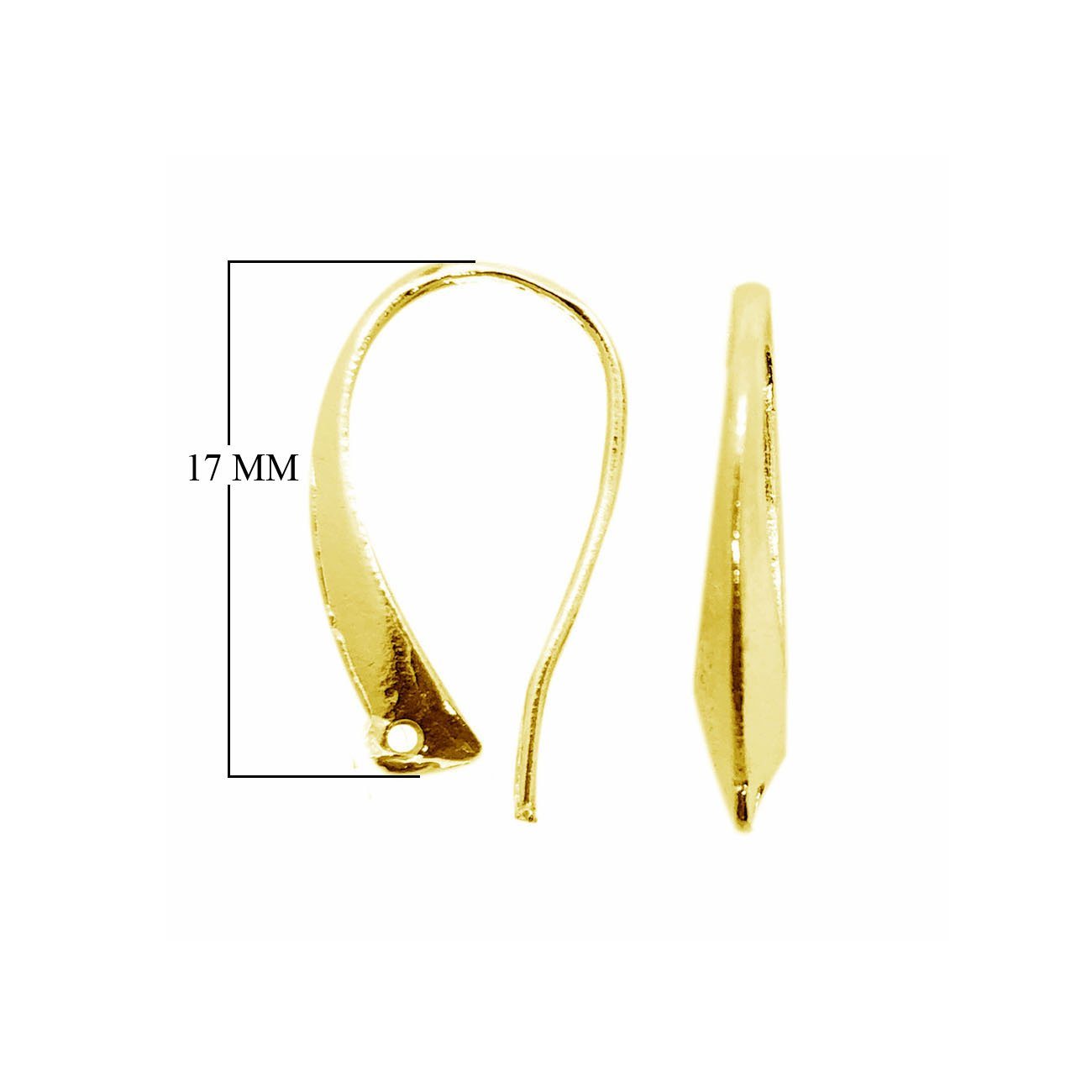 18K Gold Overlay Tapered Loop Earwire Component Handcrafted In India With Polished Golden Finish