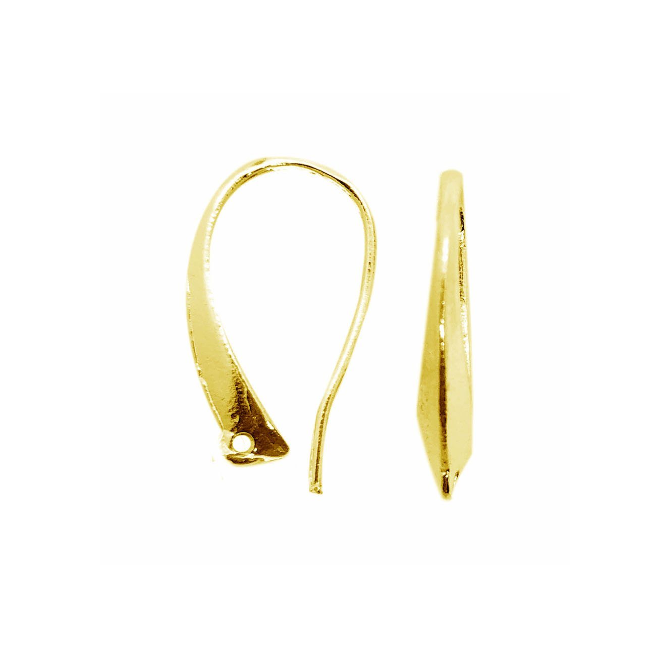 18K Gold Overlay Tapered Loop Earwire Component Handcrafted In India With Polished Golden Finish
