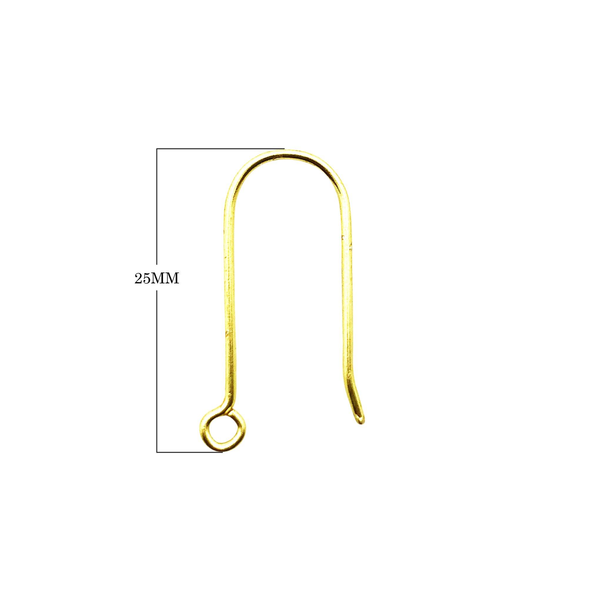 18K Gold Overlay Classic Loop Earwire Component Handcrafted In India With Polished Golden Finish