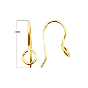 18K Gold Overlay Round Loop Earwire Component Handcrafted In India With Polished Golden Finish